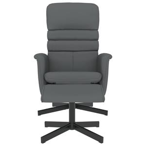 VidaXL Fauteuil verstelbaar met voetenbankje kunstleer grijs