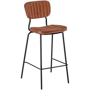Vega Barstoel Tolo; 53x53x112 cm (BxDxH); zitting cognac, frame zwart; 2 stuk / verpakking