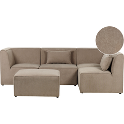 Beliani  LEMVIG - Hoekbank 4-zits - Taupe - Linkerzijde - Corduroy