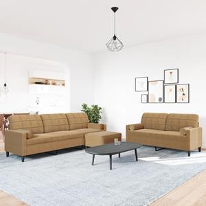 vidaXL 3-delige Loungeset met kussens en bolsters fluweel bruin