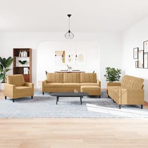 vidaXL 4-delige Loungeset met kussens fluweel bruin
