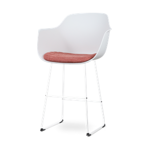 Nolon Nino-Liz barkruk wit met terracotta rood zitkussen - wit onderstel - 75 cm