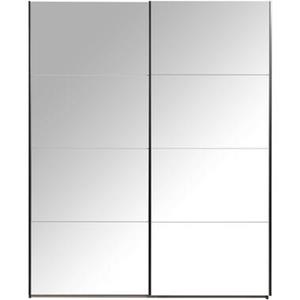 Leen Bakker Schuifdeurkast Bergamo met spiegeldeuren - antraciet - 221x178,5x66,6 cm