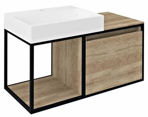 Sapho Skara wastafelmeubel mat zwart frame 100x47 eiken