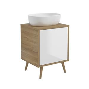 ROYO Wastafelonderkast Woody 50cm 1 Deur Wit En Natuurlijke Eik
