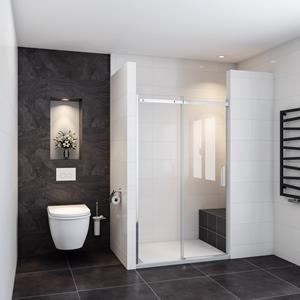 Sanexo Douchedeur Veronica Nisdeur 160x195 Schuifdeur 8mm Helder Glas Antikalk Chroom