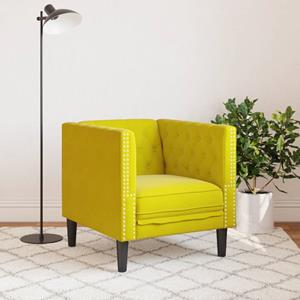 vidaXL Fauteuil Chesterfield-stijl fluweel geel