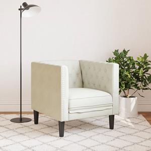 vidaXL Fauteuil Chesterfield-stijl fluweel crèmekleurig