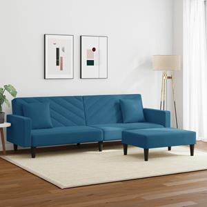vidaXL 2-delige Loungeset met kussens fluweel blauw