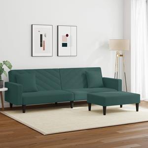 vidaXL 2-delige Loungeset met kussens fluweel donkergroen