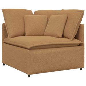 vidaXL Modulaire bank met kussens gekrulde wolachtige stof beige