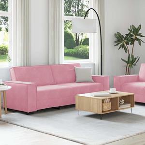 vidaXL 2-delige Loungeset met kussens fluweel roze