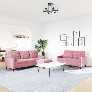 vidaXL 3-delige Loungeset met kussens fluweel roze