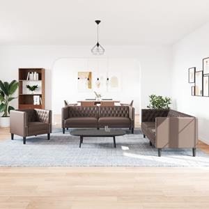 vidaXL 3-delige Loungeset Chesterfield-stijl kunstleer bruin