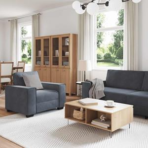 vidaXL 3-delige Loungeset met kussens fluweel donkergrijs