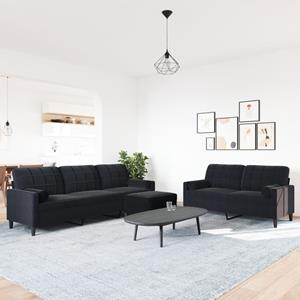 vidaXL 3-delige Loungeset met kussens en bolsters fluweel zwart