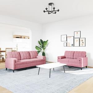 vidaXL 2-delige Loungeset met kussens en bolsters fluweel roze