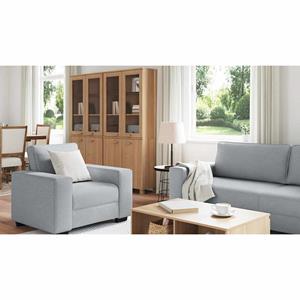 vidaXL 3-delige Loungeset met kussens stof lichtgrijs