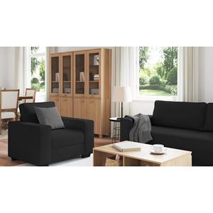 vidaXL 3-delige loungeset met kussens stof zwart