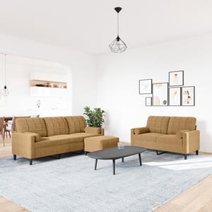 vidaXL 3-delige Loungeset met kussens en bolsters fluweel bruin