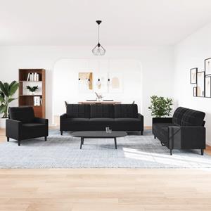 vidaXL 4-delige Loungeset met kussens fluweel zwart
