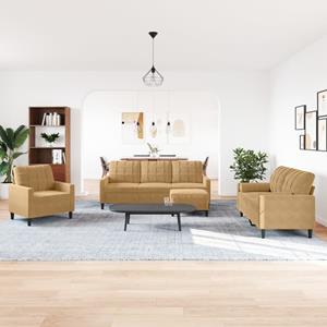 vidaXL 4-delige Loungeset met kussens fluweel bruin