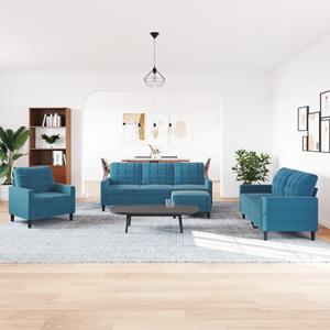 vidaXL 4-delige Loungeset met kussens fluweel blauw