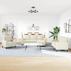 vidaXL 4-delige Loungeset met kussens fluweel crèmekleurig
