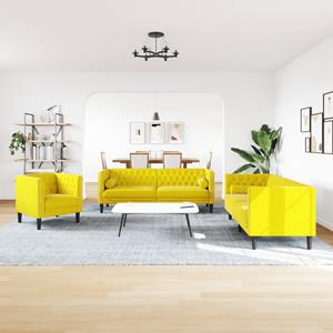 vidaXL 3-delige Loungeset Chesterfield met bolsters fluweel geel