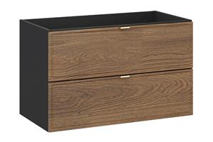 Comad Talia Casella onderkast met 2 lades gefreesde voorkant 80cm eiken/zwart