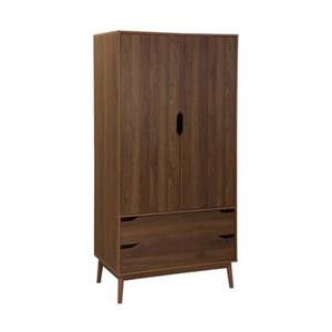 Sweeek  Vintage kledingkast, walnootkleurig hout, 2 deuren