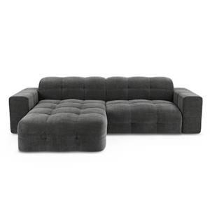 SIA Home 5-zits hoekbank links in grafietgrijs fluweel 230cm
