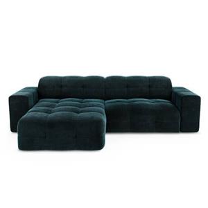 SIA Home 5-zits hoekbank links in pauwblauw fluweel 230cm