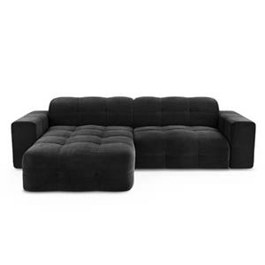 SIA Home Bank links hoek 5 zits zwart fluweel 230cm