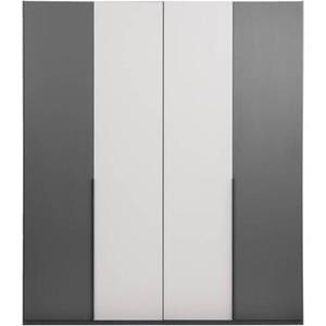 Leen Bakker Kledingkast Milaan 4-deurs - grafiet/kiezel - 208x180x58 cm