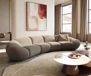 DELIFE Big-Sofa Lunna 360x175 cm Bouclé Natur 2 Kissen