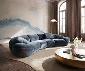 DELIFE Big-Sofa Lunna 360x175 cm Chenille Blau 2 Kissen