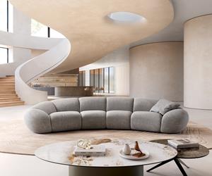 DELIFE Big-Sofa Lunna 360x175 cm Flachgewebe Grau 2 Kissen