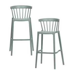 Woood Barstoel Binnen|Buiten Bliss - Kunststof - Jadegroen - Set van 2