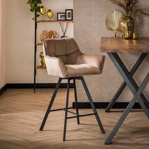 LifestyleFurn Draaibare Barstoel Thandie Velvet - Champagne velours