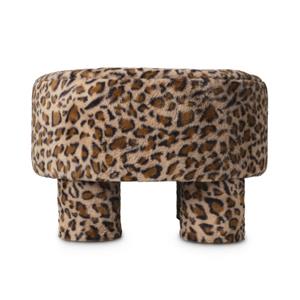 Xenos Poef luipaard XL - bruin/beige - 40x60x60 cm