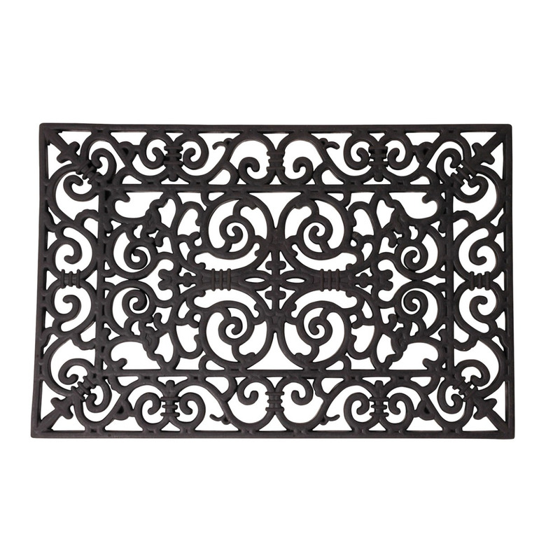 Esschert Design Deurmat - Rubber - schoonloopmat - zwart - klassieke print - 60 x cm -