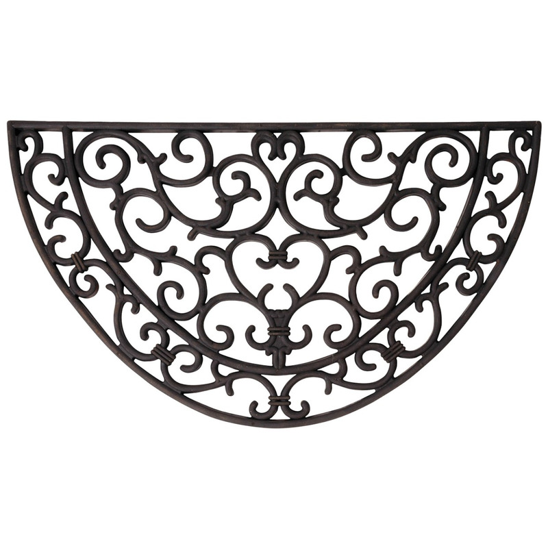 Merkloos Esschert Design Deurmat - rubber - schoonloopmat - halfrond - 68 x cm -