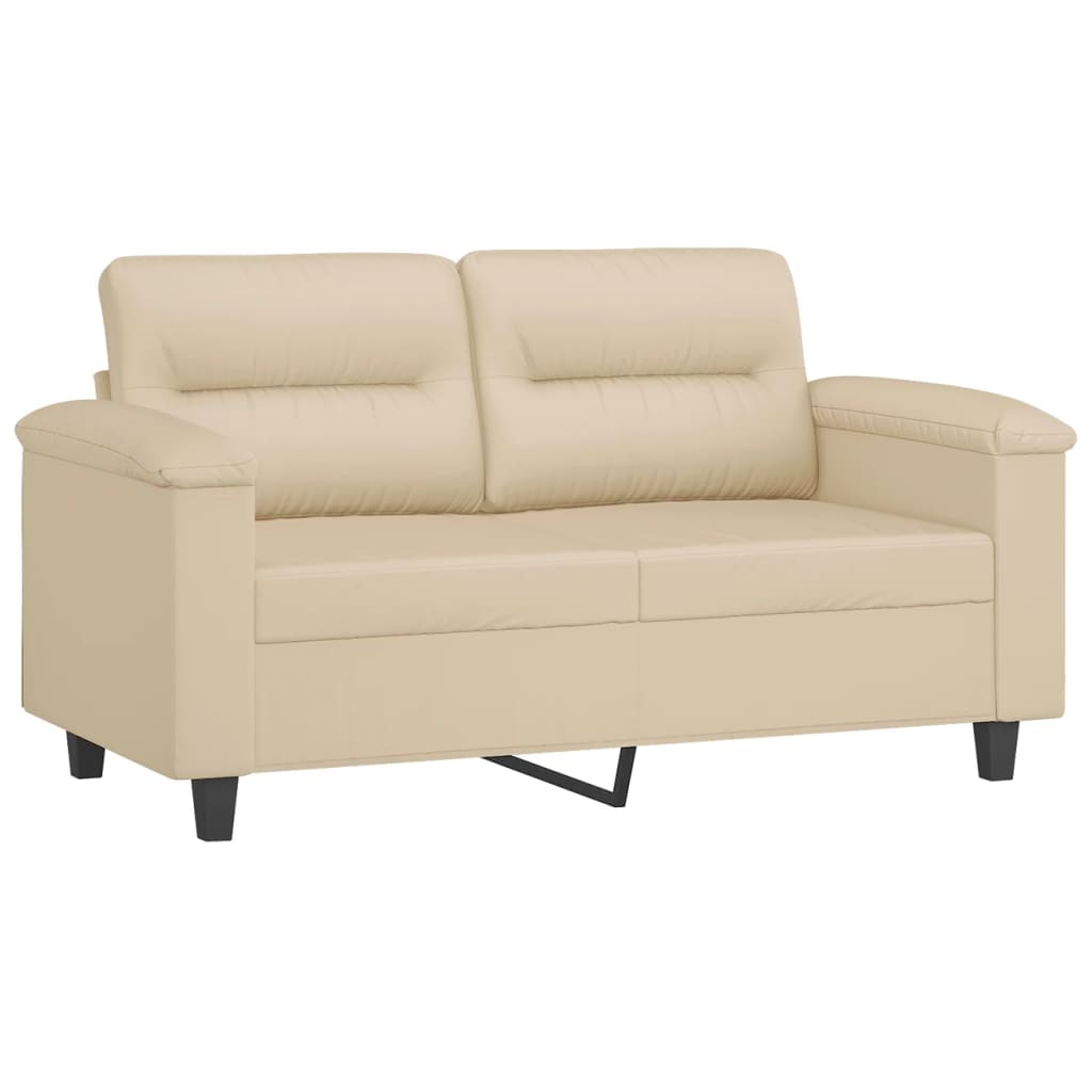 vidaXL 3-delige Loungeset met kussens microvezelstof crèmekleurig