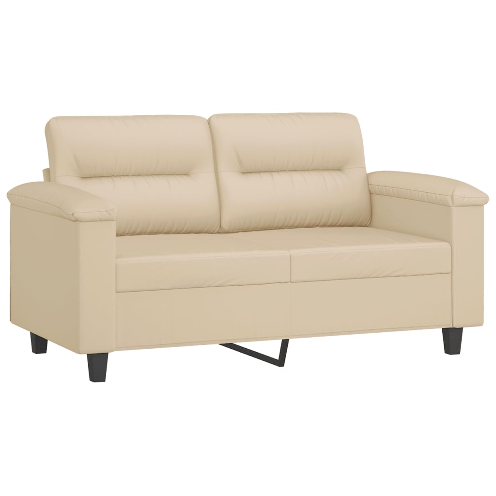 vidaXL 3-delige Loungeset met kussens microvezelstof crèmekleurig