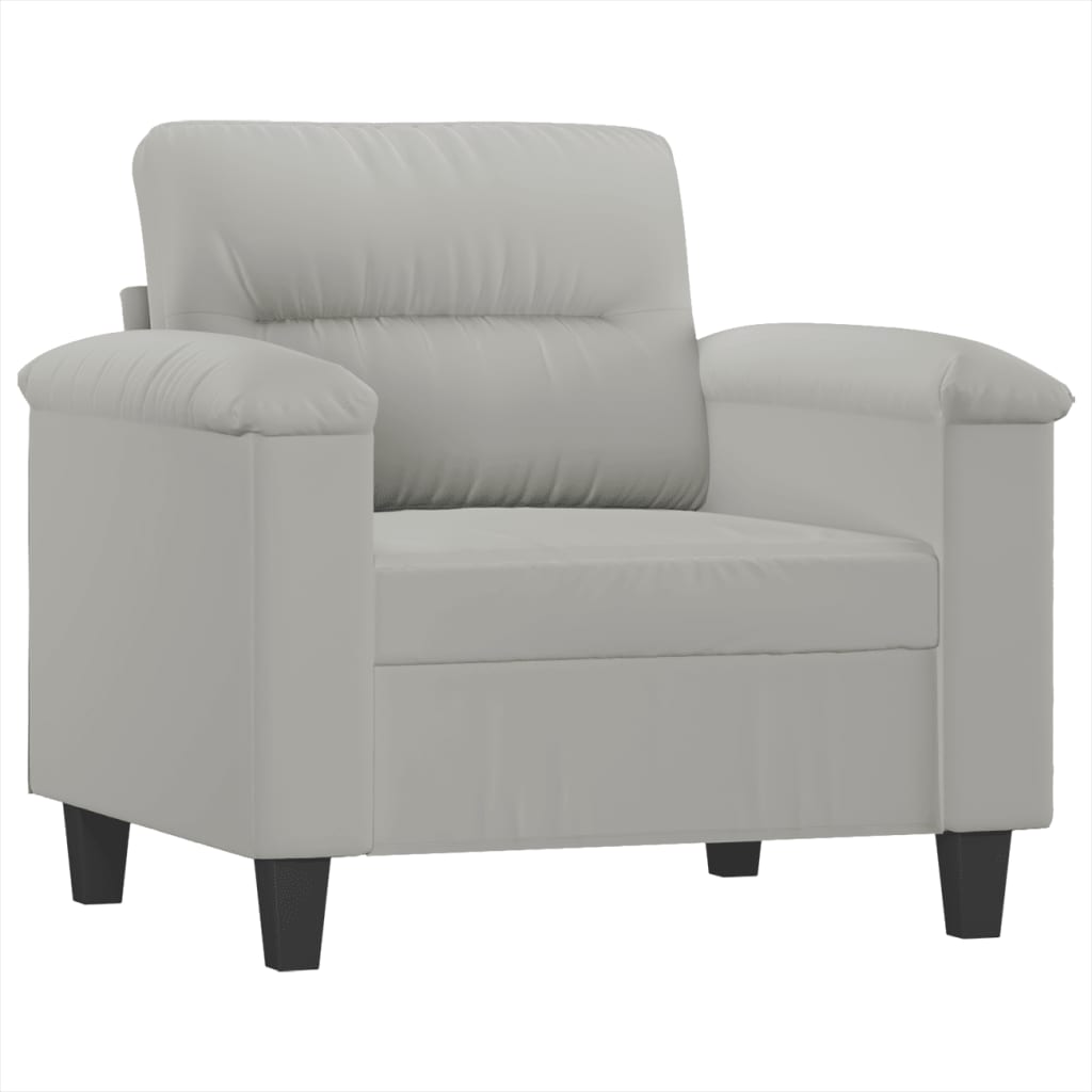 vidaXL 4-delige Loungeset met kussens microvezelstof lichtgrijs