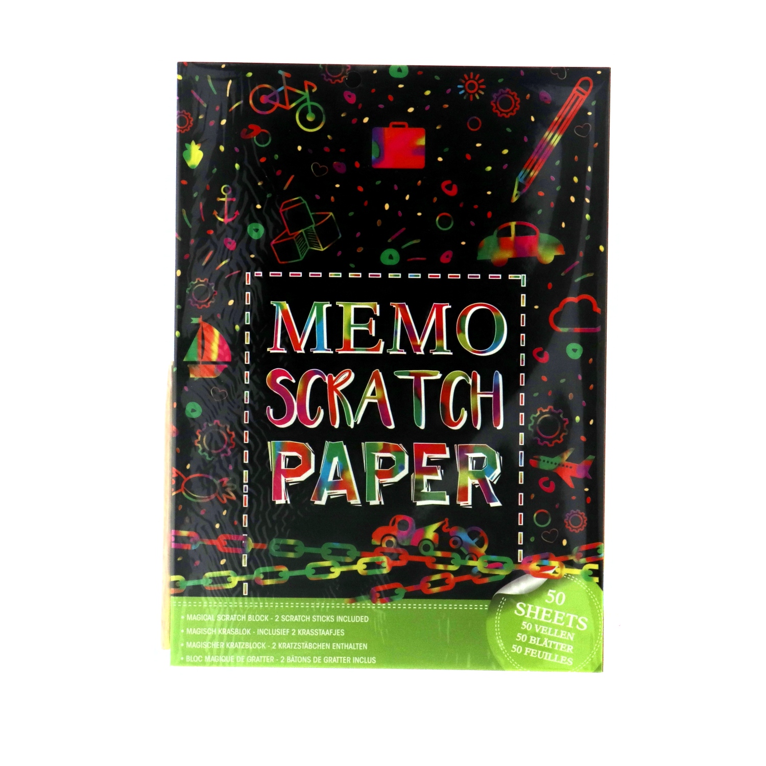 Papier Scratch A4 50 Vel+2 Pennen