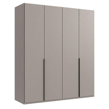 Leen Bakker Kledingkast Milaan 4-deurs - kiezel - 208x180x58 cm