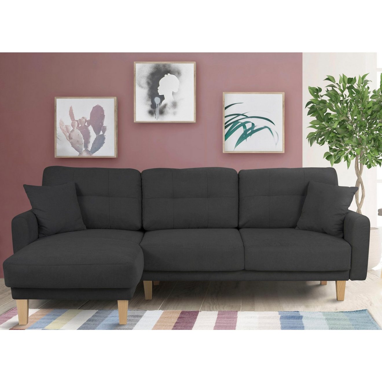 Home affaire Hoekbank TRIPLO optionele slaapbank met bedlade, afmetingen B/D/H: 234/164/89 cm