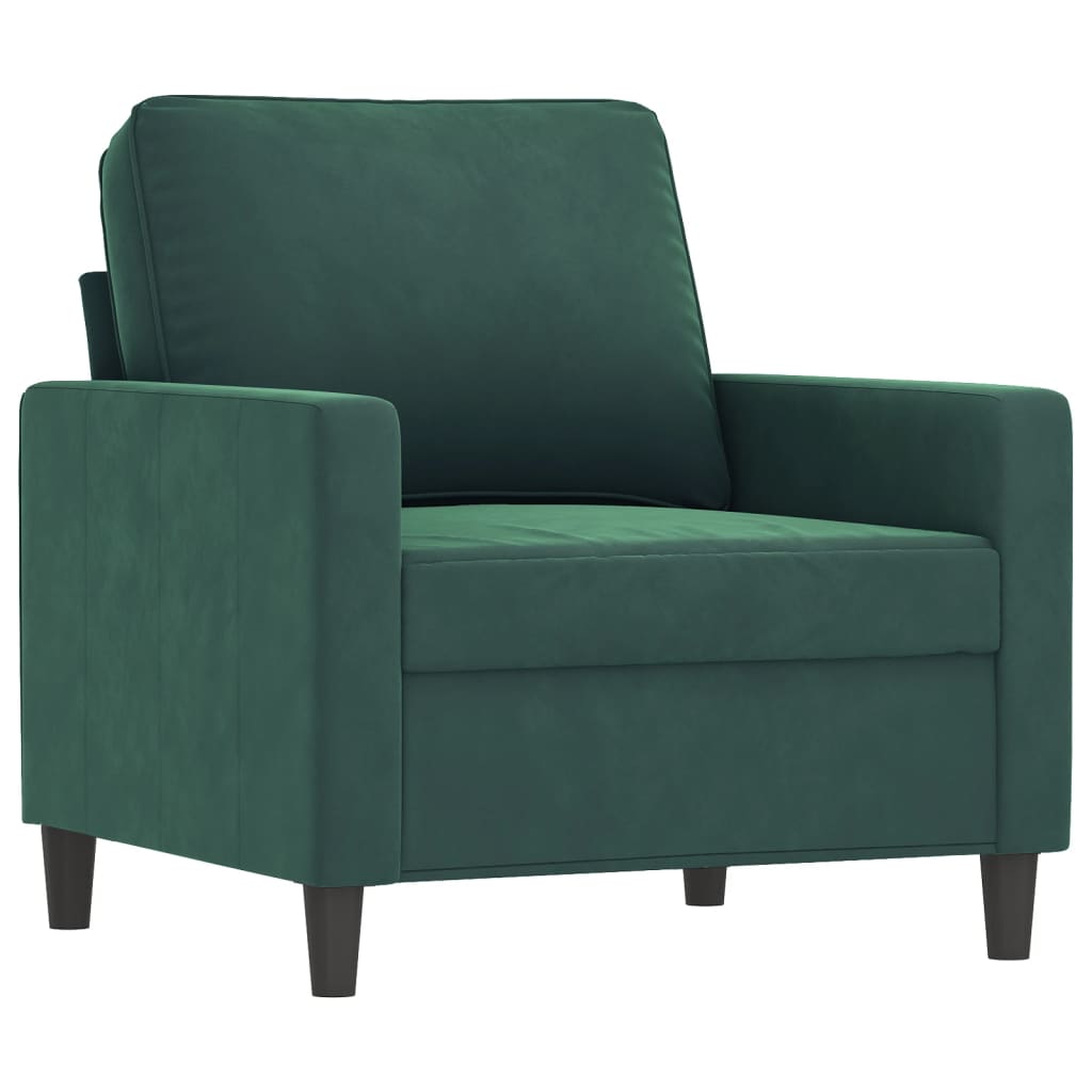 vidaXL 3-delige Loungeset met kussens fluweel donkergroen